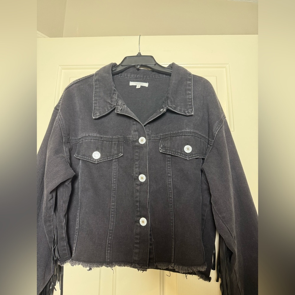 Vervet Black‎ Denim Fringe Jacket - Picture 5 of 10